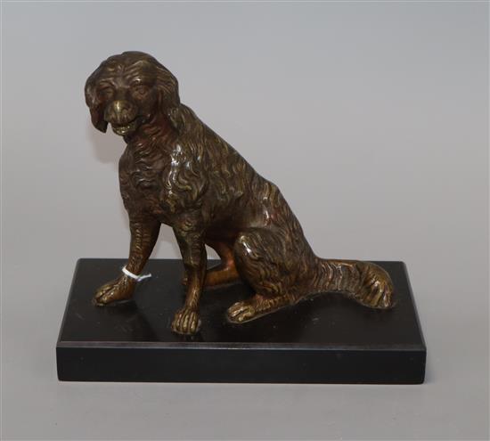 A 19th century bronze model of a dog with articulated jaw/card holder height 17cm